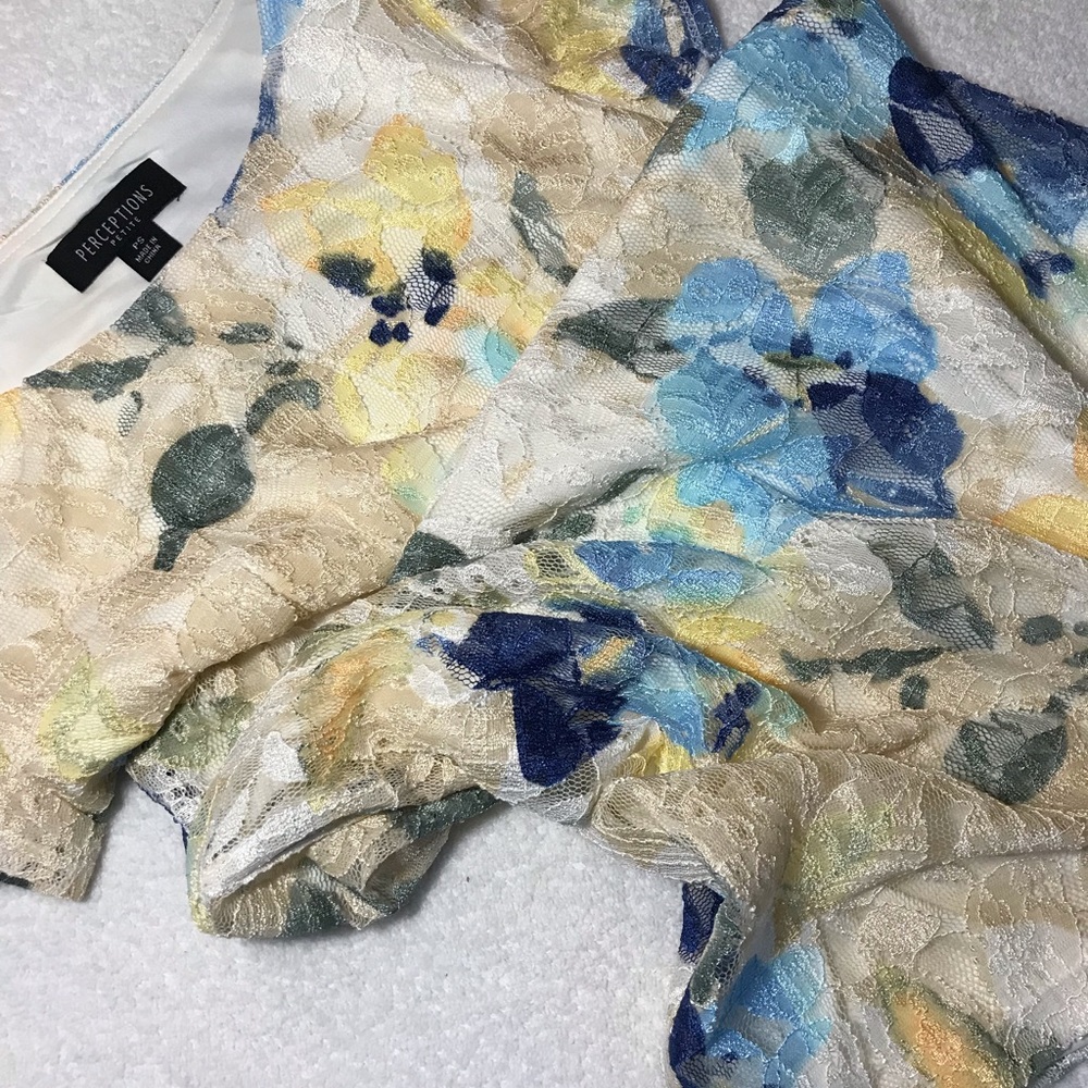 PERCEPTIONS Floral Print Lace Dress Size PS